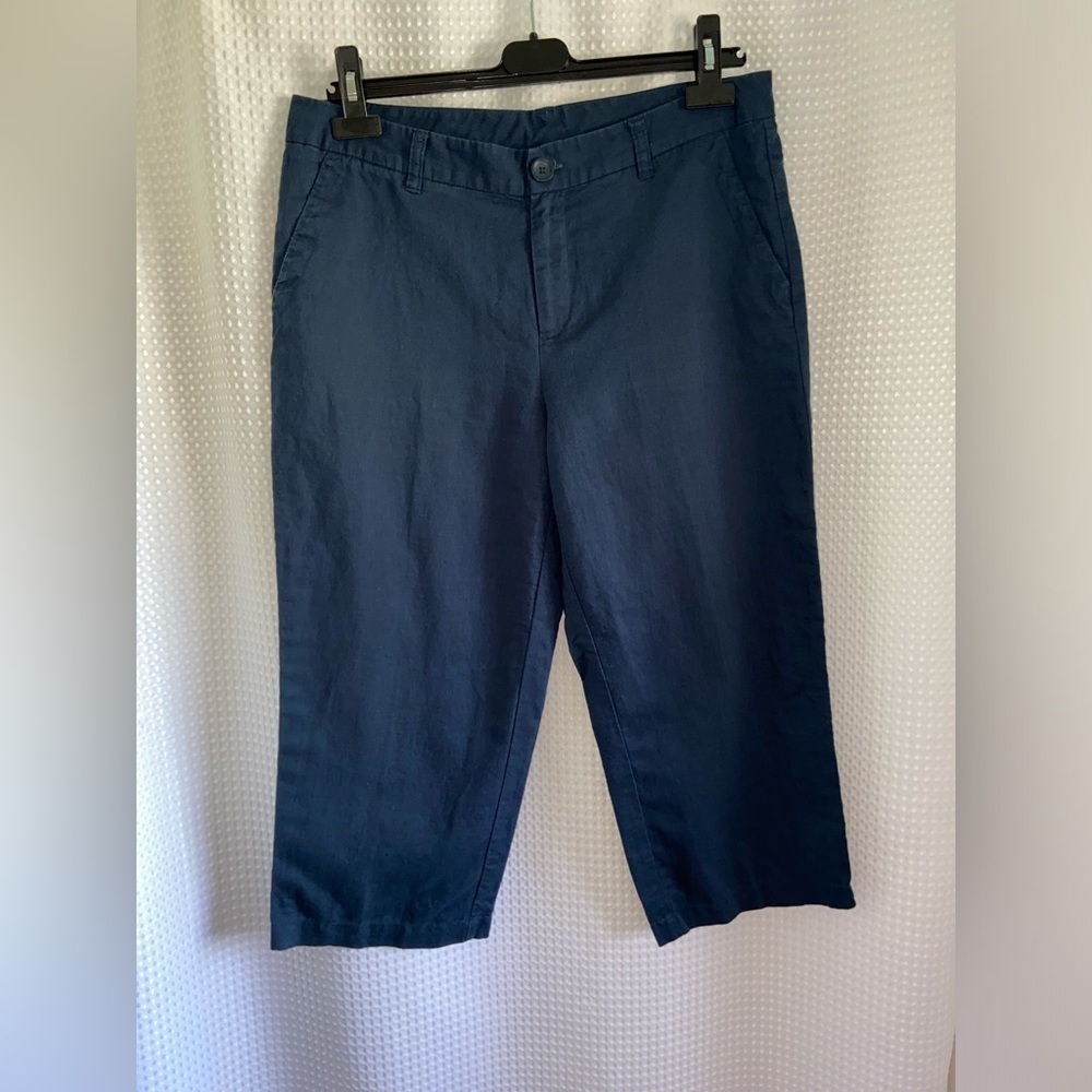 COLUMBIA navy‎ blue linen cotton blend Capri size 10